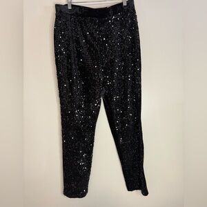 Chico’s NWT Slim Leg Black Sequin & Velvet Pants in size 10 (1.5)